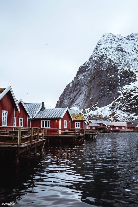 Reine Norway, Vacation Cabins, Norway Lofoten, Vacation Cabin, Sky Mountain, Nordland, Red House, Snow Mountain, Mountain Cabin