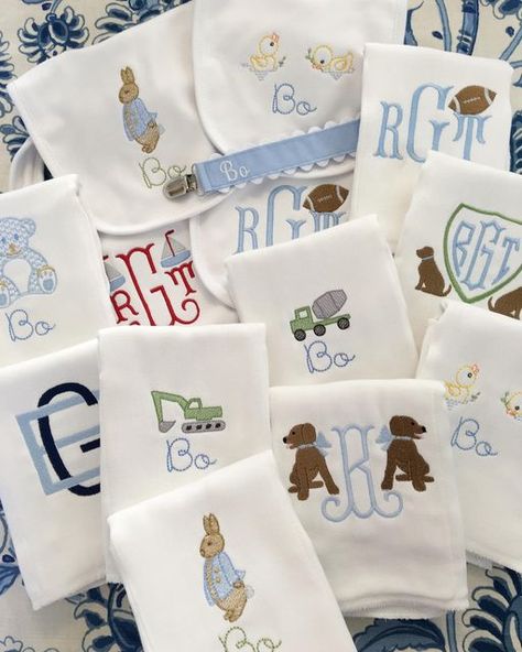 Boy Monogram Ideas, Baby Boy Monogram Ideas, Baby Boy Embroidery Ideas, Baby Boy Embroidery, Baby Monogram Ideas, Baby Boy Burp Cloths, Baby Boy Monogram, Southern Baby, Boy Monogram