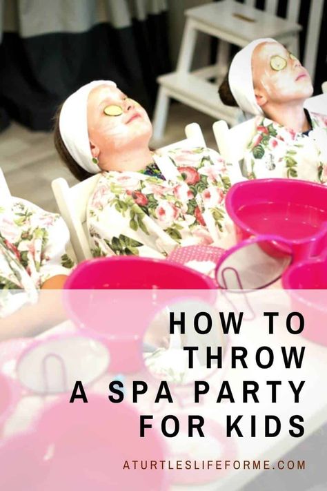 Plan an at home spa birthday party for girls with these tips, tricks and ideas for activities, crafts, food and decor. Simple Spa Party Ideas, Kids Spa Party Table, At Home Spa Birthday Party, Dollar Store Spa Party, Girls Home Birthday Party Ideas, Spa Day Food Ideas At Home, Spa Birthday Party Games, Spa Makeup Birthday Party, Spa Themed Birthday Party Games