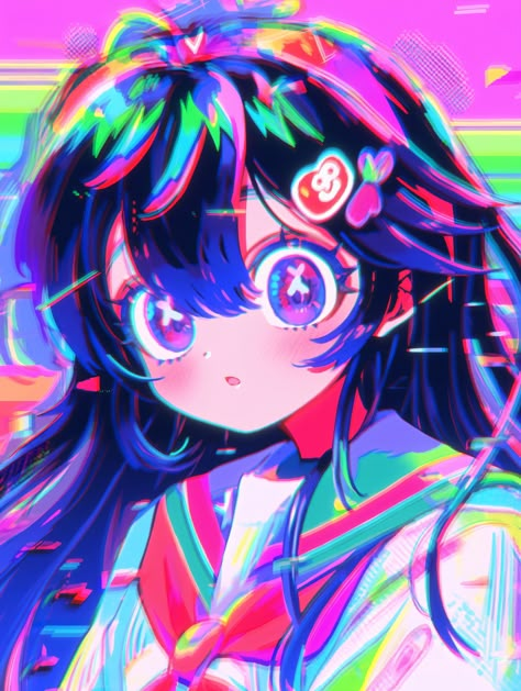 Hyper Pop, Kidcore Art, Japanese Poster Design, Kamikaze, Neon Art, Anime Poses Reference, Cute Anime Pics, Funky Art, Pretty Art