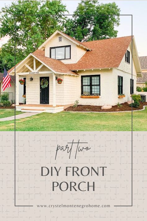 Boost your home's exterior with Part 2 of our DIY front porch series, focusing on aesthetic upgrades for enhanced curb appeal! Explore creative ideas and practical tips to transform your porch into a welcoming oasis. From choosing stylish decor to adding greenery and lighting, learn how to elevate your home's exterior and create a lasting impression. Click to discover how to enhance your front porch and boost your home's curb appeal! Simple Front Porch Addition, Diy Small Front Porch, Craftsman Front Porch Ideas, Craftsman Front Porch, Front Portico, Simple Front Porch, House Pillars, Front Porch Addition, Small Craftsman