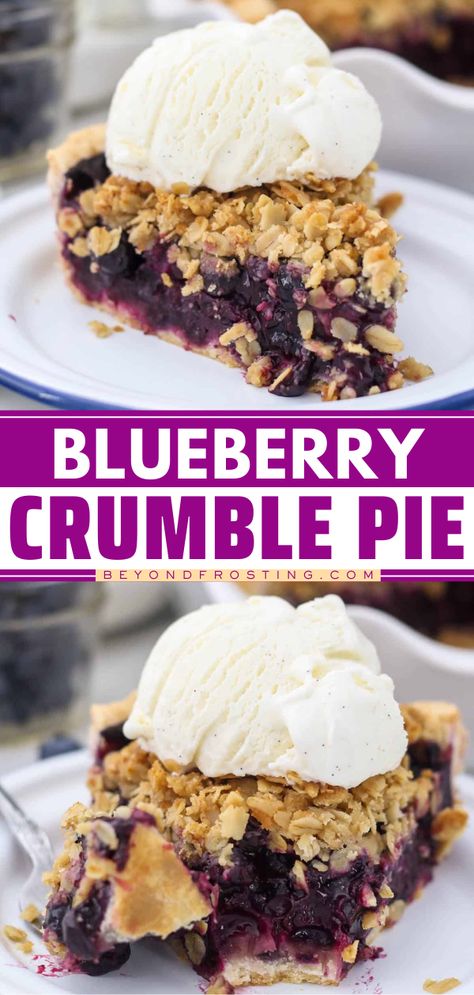 Looking for 4th of July baking ideas? This fun summer dessert is one of the things to make with fresh blueberries! It's an easy Blueberry Crumble Pie. From the rich, juicy filling to the buttery crumble topping, this blueberry pie recipe is delicious in every bite! Crumble Topping With Oats, 4th Of July Baking, Day Party Food Ideas, Pie Crumble Topping, Frozen Blueberry Pie, Fresh Berries Dessert, Blueberry Crumb Pie, Blueberry Pie Filling Recipes, Easy Blueberry Crumble