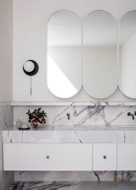 Spanish Queen House by Robson Rak — Hunter & Folk Robson Rak, Classic Powder Room, Monochrome Bathroom, Mission Style Homes, Mission House, Spanish Mission, Melbourne Architecture, Spanish Queen, Primary Bathroom