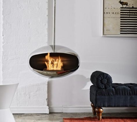 Cacoon ceiling mounted ethanol fireplace Biofuel Fireplace, Stainless Steel Fireplace, Minimalist Fireplace, Hanging Fireplace, Ethanol Fireplace, Bioethanol Fireplace, Contemporary Fireplace, Deco Originale, Indoor Fireplace