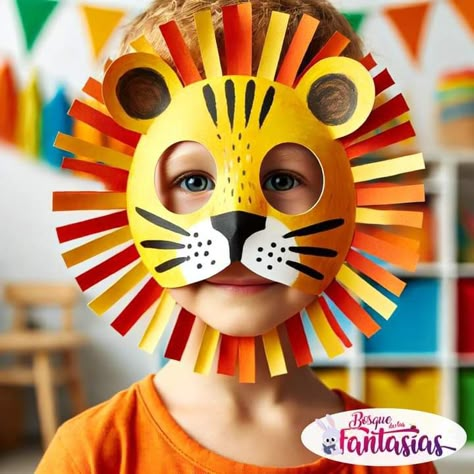 Paper Plate Mask Ideas, Diy Mask For Kids, Lion Masks For Kids, Paper Masks For Kids, Paper Plate Animal Masks, Lion Costume Diy, Diy Costumes For Kids, Animal Masks Diy, Animals Mask