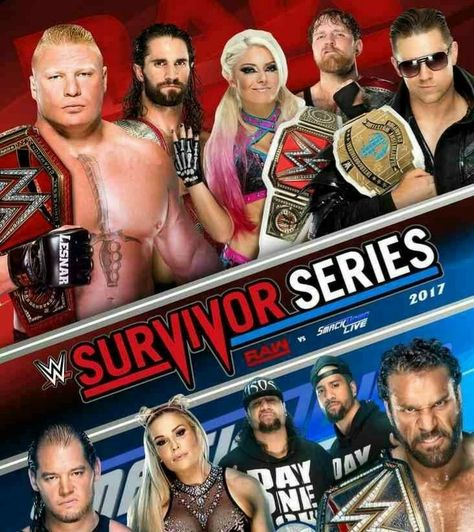 Survivor Series 2017 PPV: Brock Lesnar Seth Rollins Alexa Bliss Dean Ambrose Miz vs Baron Natalya Jimmy uso Jey uso & Jinder Mahal Smackdown Vs Raw, Jinder Mahal, Jimmy Uso, Wwe Ppv, Wwe Survivor Series, Shane Mcmahon, Survivor Series, Wwe Smackdown, Wwe Legends