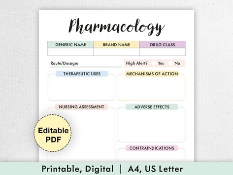 Pharmacology Template Printable PDF | Nursing Student, Drug Card Template, Student Nurse Pathophysiology Template, Study Notes flashcards Pharmacology Template Free, Pharmacology Nursing Notes Template, Pharmacology Template, Pharmacology Nursing Flashcards, Pharmacology Flashcard Template, Pathophysiology Nursing Template, Pharmacology Flash Cards, Pharmacology Nursing Study, Printable Calendar Pages