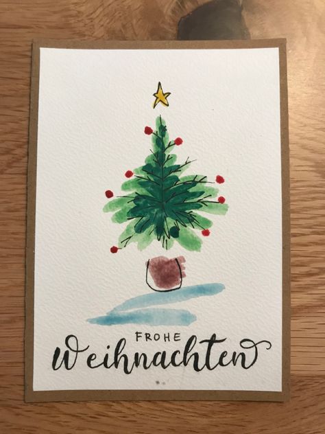 Watercolor Christmas Cards Diy, Calligraphy Alphabet, Watercolor Christmas Cards, Diy Christmas Cards, Watercolor Techniques, Christmas Watercolor, Christmas Greetings, Painting Techniques, Diy Cards