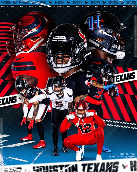 THE HOUSTON TEXANS HAVE MADE HISTORY ONCE AGAIN, THIS TIME BY UNVEILING FOUR NEW, FAN-INSPIRED UNIFORMS, MARKING A SIGNIFICANT MILESTONE SINCE THE TEAM'S INCEPTION IN 2000. SPEARHEADED BY TEXANS CHAIR AND CEO CAL MCNAIR'S VISION TO FEARLESSLY EVOLVE, THESE UNIFORMS REFLECT THE VIBRANT SPIRIT OF H-TOWN AND THE FERVENT PASSION OF ITS FANS. Football Drip, Houston Texans Football, Football Graphics, Texans Football, Denver Broncos Football, Digital Media Design, Nfl Photos, Broncos Football, Michigan Football