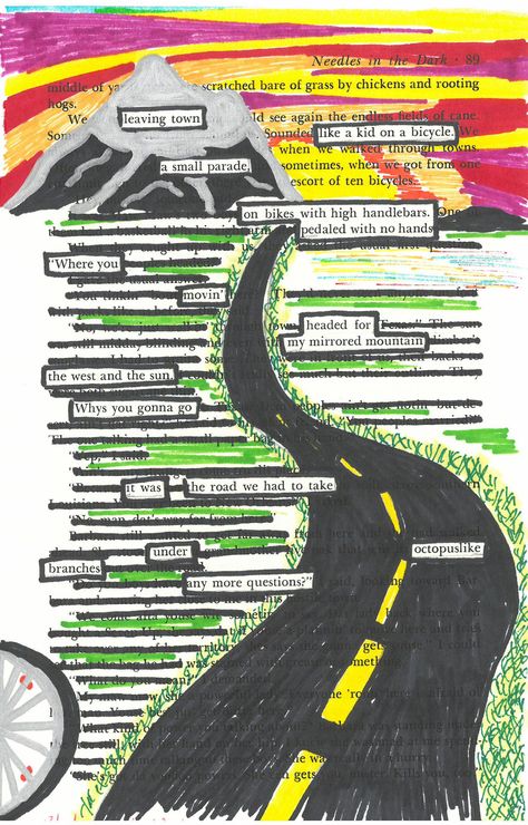 This blackout poem displays the setting being described by the words on the page. Blackout Poetry Art, Picture Questions, Found Poem, Blackout Poems, Poetry Projects, Found Poetry, Poetry Unit, Teaching Poetry, Poetry Ideas