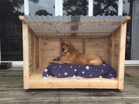 Roomy Pallet Dog Kennel                                                                                                                                                     More Pallet Dog Kennel, Pallet Dog House, Diy Dog Crate, Wooden Dog Crate, Diy Dog Kennel, Outdoor Dog House, Dog House Plans, Dog Yard, 1001 Pallets