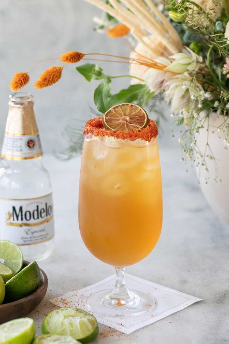 This is a fun twist on a classic michelada called, chelada! This beer cocktail is made with Modelo beer, lime juice, and Worcestershire sauce, and has a savory flavor that everyone will love. Whether you're hosting a party or just want something different to drink, this Chelada recipe is definitely worth trying! #Chelada #Michelada #BeerCocktail #EasyCocktail Chelada Recipe, Manhattan Cocktail Recipe, Michelada Recipe, Modelo Beer, Beer Cocktail, Mexican Beer, Easy Cocktail, Soda Recipe, Crumble Bars