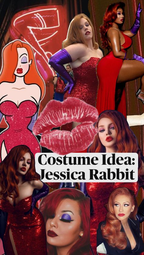 Soft Dramatics benefit from a combination of bold structure and lush softness.      Jessica Rabbit’s exaggerated hourglass shape highlights these contrasts beautifully. Soft Dramatic Kibbe, Jessica Rabbit Halloween, Rabbit Halloween Costume, Jessica Rabbit Costume, Rabbit Halloween, Soft Dramatic, Halloween Costume Idea, Bright Winter, Jessica Rabbit