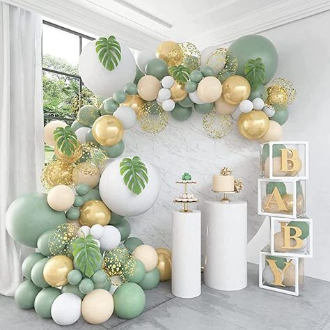 Tellement magnifique et pratique 😍 Aloha Party, Blowing Up Balloons, Gender Reveal Balloons, Gold Confetti Balloons, Safari Birthday Party, Rose Gold Balloons, Garland Arch, Green Balloon, Birthday Balloon Decorations