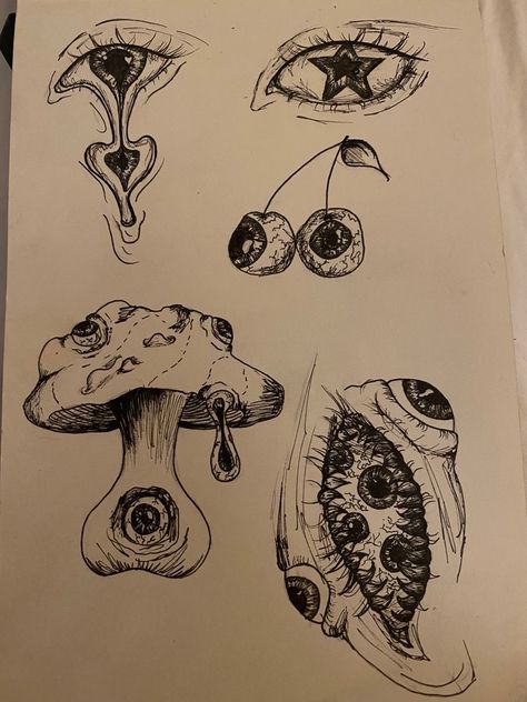 Sketchbook Art Inspiration Creepy, Cool Art Drawings Digital, Trippie Sketches, Trippy Eye Sketch, Creepy Trippy Drawing Ideas, Mincraft Idea Houses Goth, Abstract Creepy Art, Eye Drawing Abstract, Cherry Eyeball Tattoo