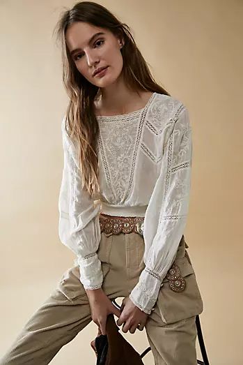 New Arrivals: Women's Clothing | Free People Cutwork Top, Lucky Me, Womens Lace Tops, Exaggerated Sleeves, Cropped Pullover, Boho Blouses, Cut Work, Mode Inspiration, Boho Clothing