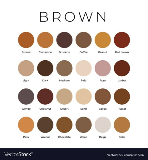 Brown Color Names, Color Mixing Chart Acrylic, Color Knowledge, Color Mixing Chart, Brown Color Palette, Skin Color Palette, Color Vibe, Color Meanings, Color Palate