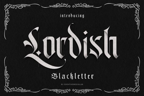 Lordish Font | dafont.com Writing Styles Fonts, Font Tattoos, Fun Logos, Medieval Font, Illustrator Branding, Photography Sketch, Font Tattoo, Awesome Drawing, Blackletter Font