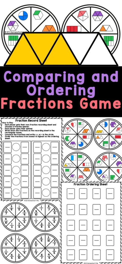 Kids will love learning about comparing and ordering fractions with this fun and free Fraction Games.  Use this compare and order fractions activity with 3rd grade, 4th grade, and 5th grade students. With this fraction math game, children will learn about comparing and ordering fractions with different denominators through this fun fourth garde math game. Hands On Fractions 4th Grade, 4th Grade Fractions Activities, Fractions Worksheets 4th Grade, Fraction Activities 4th Grade, Comparing Fractions 4th Grade, Ordering Fractions Worksheet, Comparing Fractions 3rd Grade, Comparing Fractions Worksheet, Compare And Order Fractions