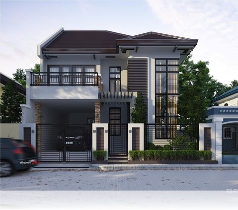 Modern Terrace House, Terrace House Design, Two Storey House Plans, 2 Storey House Design, 2 Storey House, Two Story House, Two Storey House, Minimalist House Design, Storey Homes