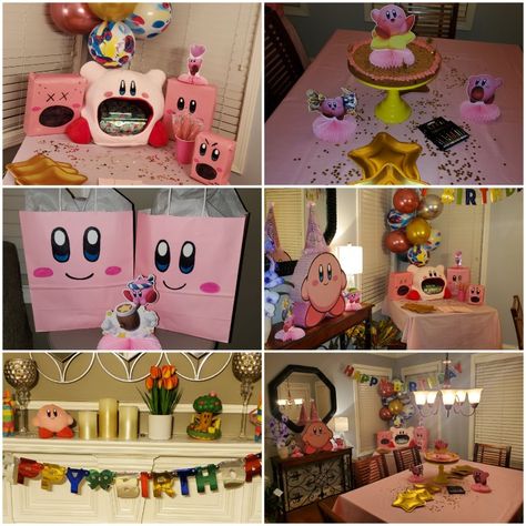 Kirby Birthday Party Favors, Kirby Birthday Party Games, Kirby Party Decorations Idea, Diy Kirby Birthday Party, Kirby Party Food, Kirby Themed Party, Kirby Food Ideas, Kirby Party Games, Kirby Birthday Invitations