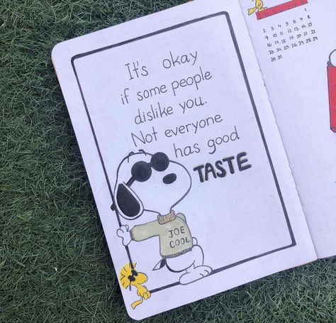 Snoopy Bullet Journal, Snoopy Characters, Journal Inspiration Writing, Journal 2024, Journal Idea, Bulletin Journal Ideas, Scrapbook Book, Bullet Journal Design Ideas, Bullet Journal Themes