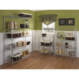 74-in Chrome Shelf, Power Coating, Kitchen Shelving, Wire Shelving Units, Dry Food Storage, Freestanding Kitchen, Basement Renovation, Clear Box, Pantry Items