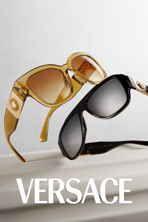 New sunglasses styles with Very Versace details, now at Versace.com. Versace Glasses Frames Woman, Versace Glasses Frames, Versace Aesthetic, Versace Sunglasses Women, Mom Rings, Glasses Photography, Big Cars, Versace Eyewear, Mom Ring