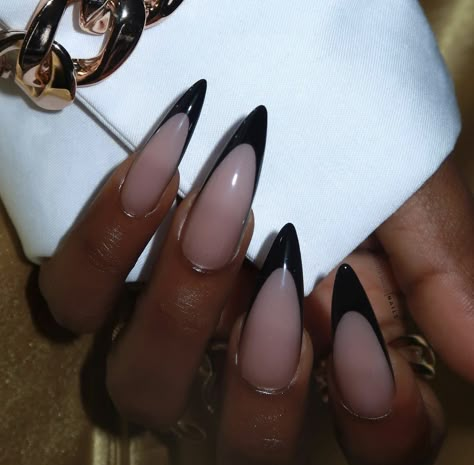 French Stiletto Nails, Black Nails Design, Black French Nails, Acrylic Nails Stiletto, Black Acrylic Nails, Stiletto Nails Designs, French Acrylic Nails, Girly Acrylic Nails, Black Nail Designs