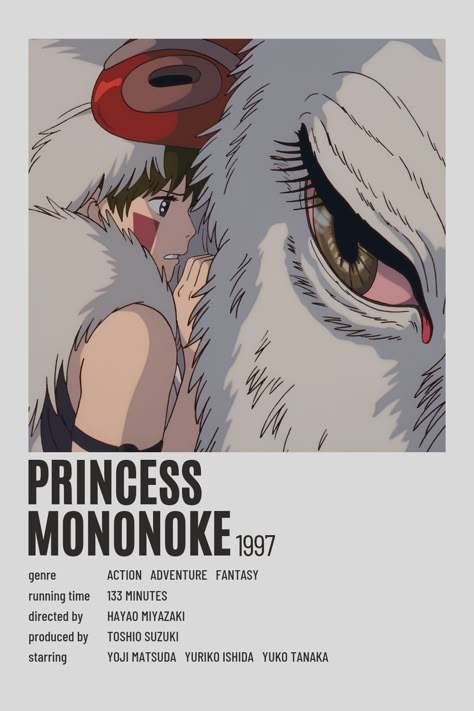 Mononoke Hime | Studio Ghibli | Polaroid poster Ghibli Polaroid, Movie Night Movies, Hayao Miyazaki Movies, Studio Ghibli Poster, Mononoke Hime, Animated Movie Posters, Dorm Room Wall Art, Minimal Posters, Anime Minimalist Poster