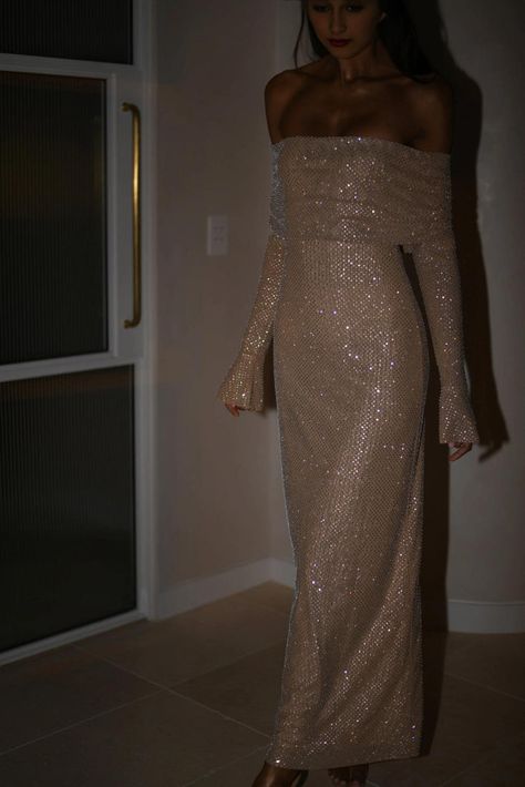 Marcel Off Shoulder Diamante Maxi Dress - Nude Evening Gala, Fitted Maxi Dress, Straight Skirt, Dress Jewelry, Party Looks, Fitted Bodice, Black Maxi Dress, Haiti, A Line Skirts