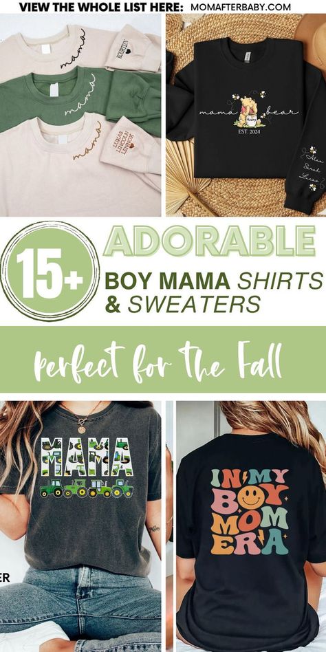 Looking for the perfect Boy Mama Shirt? These Mama And Baby Boy Shirts are perfect for showing off that special bond! From cozy Boy Mama Sweaters to fun Mom And Son Tshirt designs, these ideas are a must for any mom. find the best Boy Mom Gifts with Matching Mom And Son Shirts to wear together from Etsy on this list! Boy Mom Shirt Ideas, Mama Sweaters, Moms Gift Ideas, Mom And Son Shirts, Mom Shirt Ideas, Mom Sweaters, Boy Mom Shirt, Fun Mom, Mom Of Boys Shirt