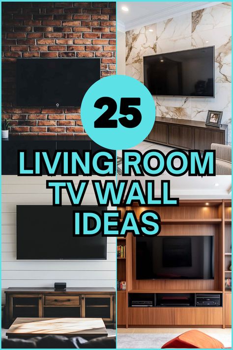 Looking to update your living room? Check out these 25 Living Room TV Wall Ideas to make your space stylish, organized, and cozy! Perfect for any design style. #LivingRoomDecor #TVWallIdeas #HomeDesign #LivingRoomInspiration #InteriorDesignTips Tv Entertainment Wall Modern, Cozy Living Room Tv Wall, Tv Wall Ideas Living Room Mounted Tv Over Fireplace, Inexpensive Tv Wall Ideas, Tv Mounted On The Wall In Living Room Decorating, Large Tv Wall Ideas Living Room Modern, Focal Tv Wall Living Room, Living Room Tv Wall Ideas Apartment, Tv Hung On Wall Ideas