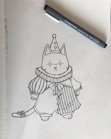 Clown cat 🎭✨ inspi : koravv #drawing #draw #drawoftheday #art #artist #cat #catdrawing #sketch #sketchbook #sketchoftheday #illustration #illustrationartists #illustrator #smallartist Clown Sketch, Clown Illustration, Drawing Sketches, Art Artist, Illustrator, Sketch, Drawings, Animals, Quick Saves