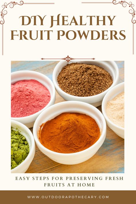 Discover how to make your own healthy fruit powders! This guide covers everything from selecting the right fruits to drying, blending, and storing them for long-lasting, nutrient-packed powders. Perfect for smoothies, baking, and flavoring dishes naturally. Save money, reduce waste, and enjoy your favorite fruits all year round! Click to learn more and start creating your fruit powders today. #HealthyRecipes #DIYFoodPreservation #FruitPowder #NaturalIngredients #HomemadeGoodness Dehydrated Fruit Powder, How To Make And Use Fruit Powders, Diy Fruit Powder, How To Make Orange Peel Powder, How To Make Fruit Powder, Fruit Powder Recipes, Fruit Powders, Friends Kitchen, Farming Lifestyle