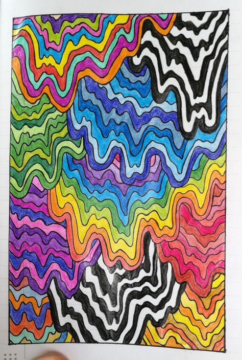 Trippy Paintings Simple, Colorful Doodles Aesthetic, Random Designs Pattern, Cool Paintings Trippy Easy, Trippy Doodles, Paint Doodles, Colorful Doodles, Arte Indie, Posca Art