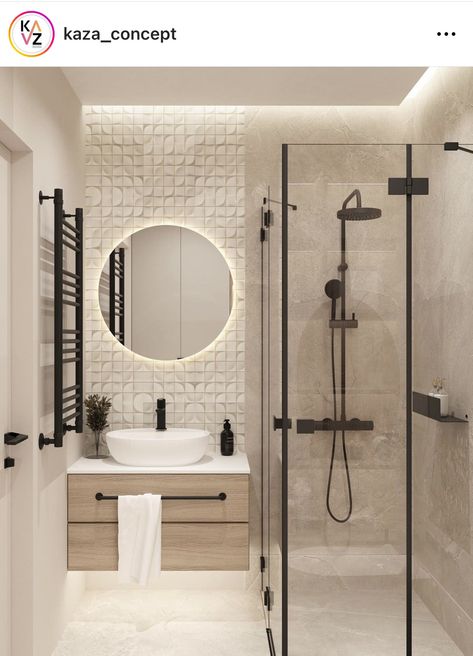 Kupaonice Moderne, Sharing Bathroom Ideas, Small Shower Bathroom, Little Bathroom Ideas, Bathroom With Shower Ideas, Bathroom Apartment Ideas, Stylish Bathroom Ideas, Home Bathroom Ideas, Bathroom Ideas Modern Grey