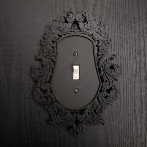 Victorian Frame Switch Plate Cover Gothic Home Hardware 3D Printed 1 - Etsy Cottage Castle, Vampire Bedroom, Gothic Lighting, Gothic Noir, Whimsigoth Aesthetic, Apartment Things, Goth Things, Victorian Vampire, Apartment Stuff