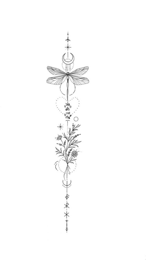 Spine Tattoos For Women Dragonfly, Spine Tattoo Dragonfly, Dragonfly Angel Tattoo, Dragonfly Spine Tattoos For Women, Dragonfly Spine Tattoo, Dragonfly And Flower Tattoo, Dragonfly Flower Tattoo, Dragonfly Tattoo Design With Flowers, Tattoo Dragonfly