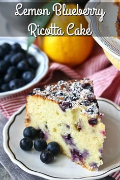 Lemon Blueberry Ricotta Cake, Blueberry Ricotta Cake, Lemon Blueberry Ricotta, Blueberry Ricotta, Lemon Dessert, Ricotta Cake, Lemon Ricotta, Tea Cake, Blueberry Cake