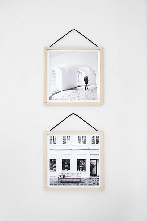 DIY hanging frames Hanging Frames, Diy Hanging, Modern Diy, Décor Diy, Diy Tutorials, Easy Diy Projects, Diy Frame, Wooden Diy, Hang On