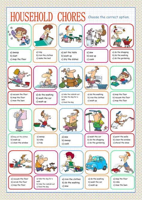 Household Chores Multiple Choice - Interactive worksheet Weather Pictures, Weather Worksheets, English Worksheet, Phrasal Verbs, Vocabulary Worksheets, English As A Second Language (esl), English Worksheets, English As A Second Language, Esl Worksheets