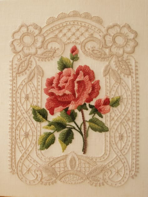 Needle Painting, Crewel Embroidery Kits, Victorian Flowers, Thread Painting, Rose Embroidery, Rose Lace, Crewel Embroidery, Embroidery Needles, July 1