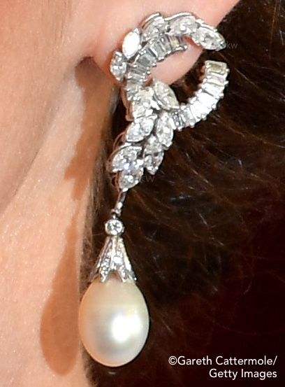 Kate in Alexander McQueen and Princess Diana's Earrings for BAFTA Awards - What Kate Wore Princess Diana Tiara, Princess Diana Wedding Dress, Princess Diana Jewelry, Kate Middleton Jewelry, Princess Diana Revenge Dress, Princess Diana Hair, Princess Diana Ring, Princess Diana Wedding, Diana Wedding