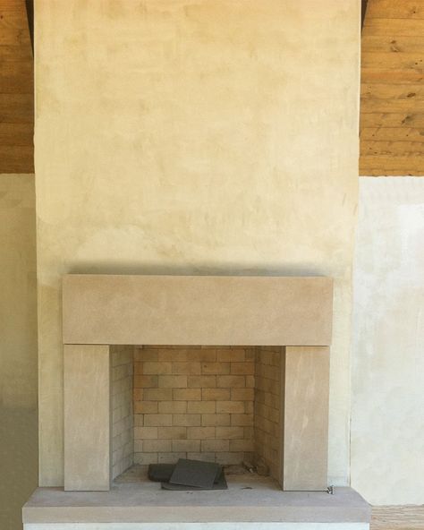 37F Acid Washed Indiana Limestone Fireplace | tracerystone.com Reclaimed Wood Mantle, Limestone Fireplace Surround, Indiana Limestone, Fireplace Area, Country Fireplace, Fireplace Seating, Fireplace Bookshelves, Fireplace Update, Wood Mantle