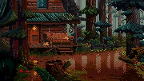 Rainy afternoon in Gravity Falls by bbrunomoraes.deviantart.com on @DeviantArt Rainy Pixel Art Gif, Brown Pixel Gif, Rainy Pixel Art, Pixel Art Landscape Gif, Gravity Falls Banner, Pixel Art Background Gif, Pixel Library, Cozy Pixel Art, Emmy Cicierega