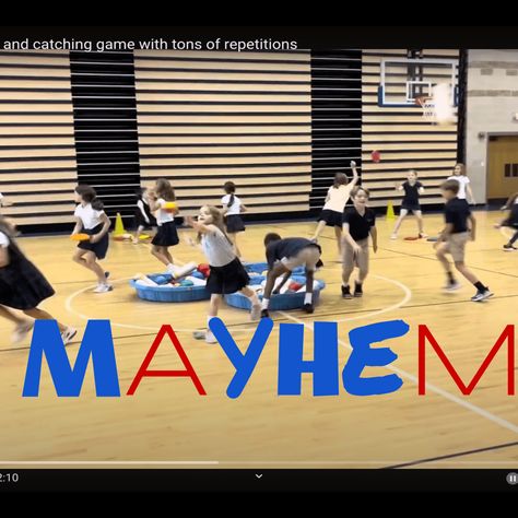 MAYHEM –  a throwing and catching game with tons of repetitions Holiday Fitness Challenge, Hydration Challenge, Month Workout Challenge, Throwing Games, Person Running, Pe Class, Holiday Workout, Team Building Games, The Third Person