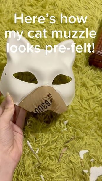 Cat Muzzle Tutorial, How To Make A Muzzle For A Therian Mask, Therian Room Decor Diy, Therian Muzzle Tutorial, Muzzle Tutorial, Therian Mask Ideas Cat, Felt Animal Masks Diy, Mask Making Ideas, Cat Mask Ideas