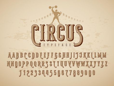 Decorative vintage circus typeface on grunge texture background. Eps8. RGB Globa , #Sponsored, #typeface, #grunge, #circus, #Decorative, #vintage #ad Circus Font, Decorative Typeface, The Circus, Vintage Circus, Grunge Textures, Texture Background, Collage Maker, Personalized Books, Free Vector Art