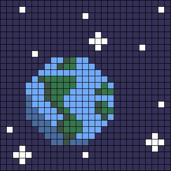 Space Pixel Art Easy, Pixel Art Pattern Easy Cute Simple, Planet Pixel Art, Space Pixel Art, Stitch Bag, Earth Planet, Graph Paper Drawings, Graph Crochet, Diy Perler Bead Crafts